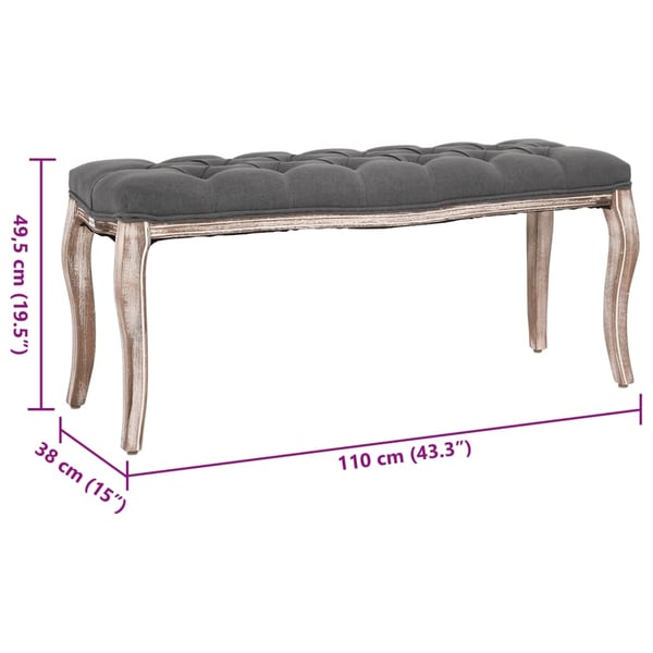 vidaXL bænk 110x38x48 cm lærred massivt træ mørkegrå