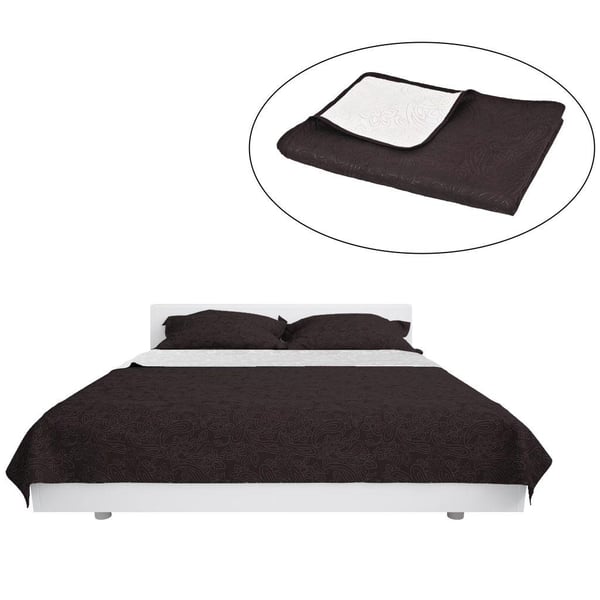 vidaXL dobbeltsidet quiltet sengetæppe 230 x 260 cm cremehvid og brun