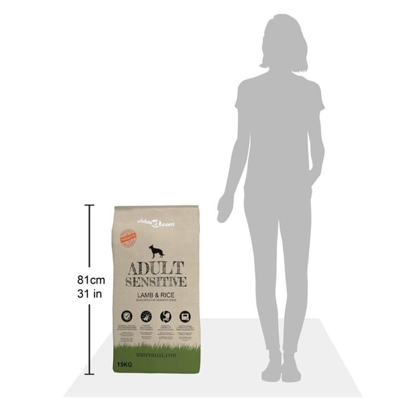 vidaXL luksustørfoder til hunde Adult Sensitive Lamb & Rice 15 kg