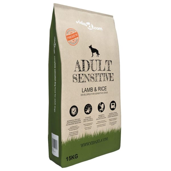 vidaXL luksustørfoder til hunde Adult Sensitive Lamb & Rice 2 stk. 30 kg