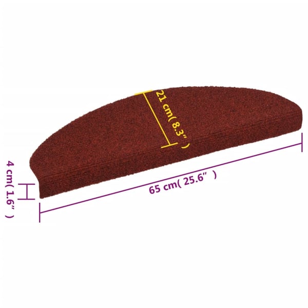 vidaXL Selvklebende trappematter nålestempel 15 stk 65x21x4cm rød