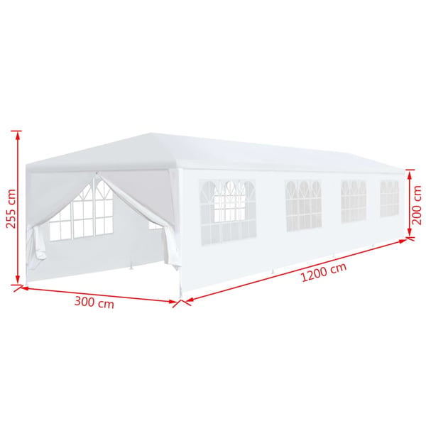 vidaXL Puutarhakatos 3x12 m valkoinen