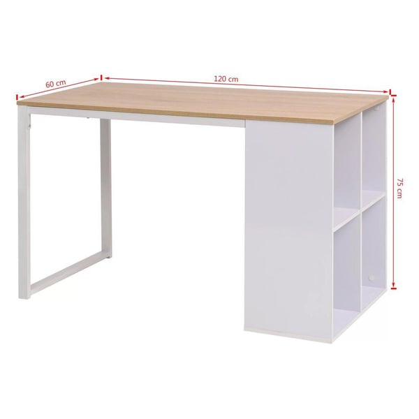 vidaXL Skrivebord 120x60x75 cm eik og hvit