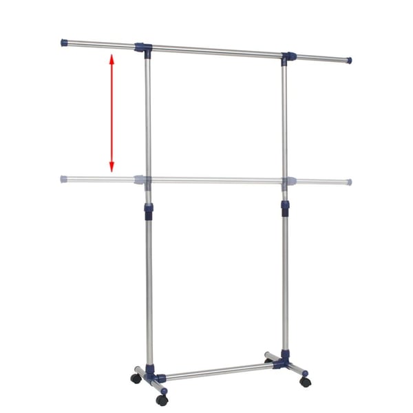 vidaXL justerbart tøjstativ rustfrit stål 165 x 44 x 150 cm sølvfarvet