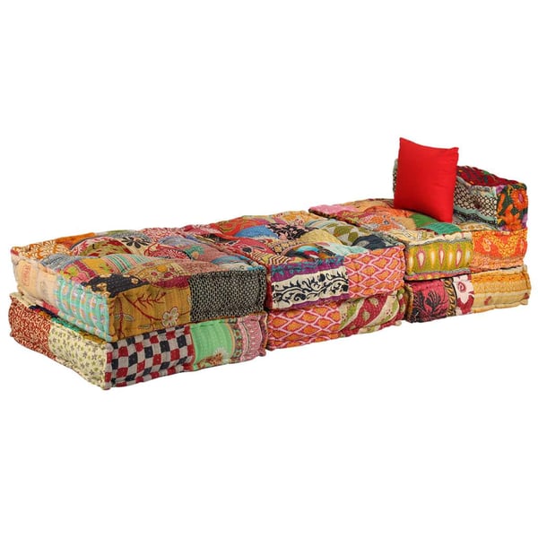 vidaXL Modulpuff 3-sits lappad tyg