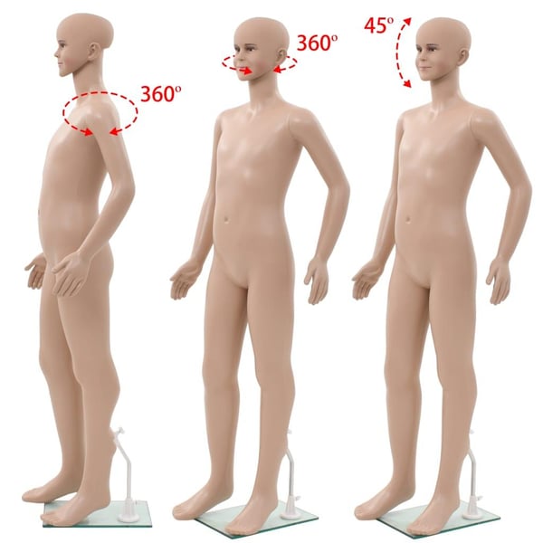 vidaXL Full-body barneutstillingsdukke med glassbase beige 140 cm