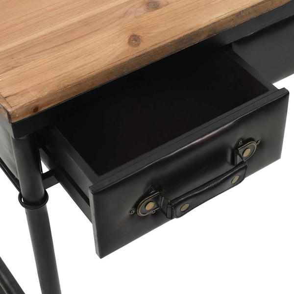 vidaXL konsolbord MDF og grantræ 100 x 33,5 x 80 cm
