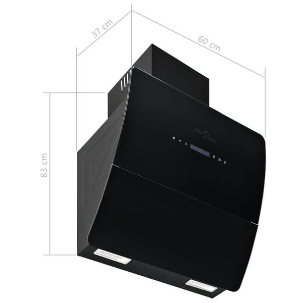 vidaXL væghængt emhætte 756 m³/t 60 cm rustfrit stål sort