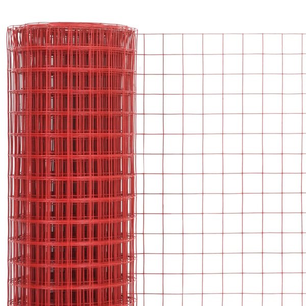 vidaXL Trådgjerde kylling stål med PVC-belegg 25x1 m rød
