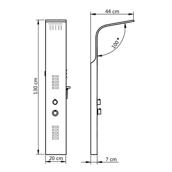 vidaXL brusepanel 20x44x130 cm aluminium hvid