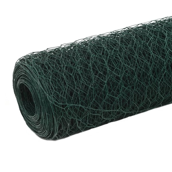 vidaXL Trådgjerde kylling stål med PVC-belegg 25x1,2 m grønn