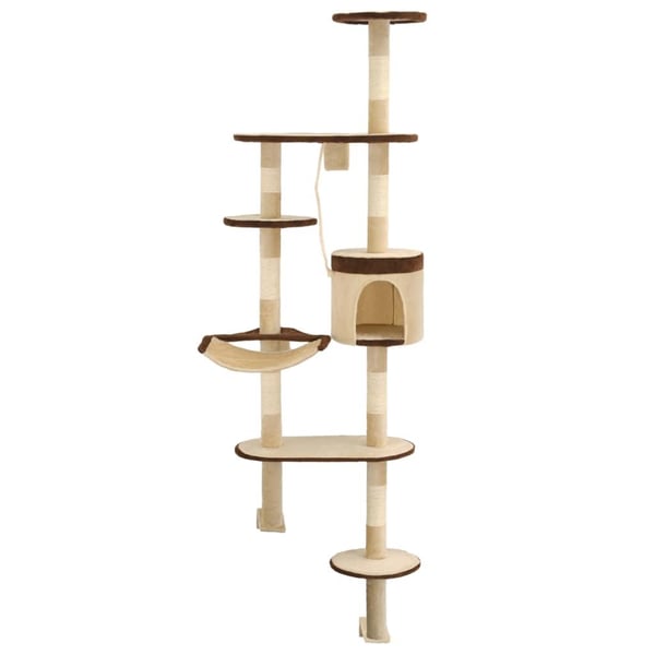 vidaXL Kattetre med klorestolper i sisal veggmontert 194 cm