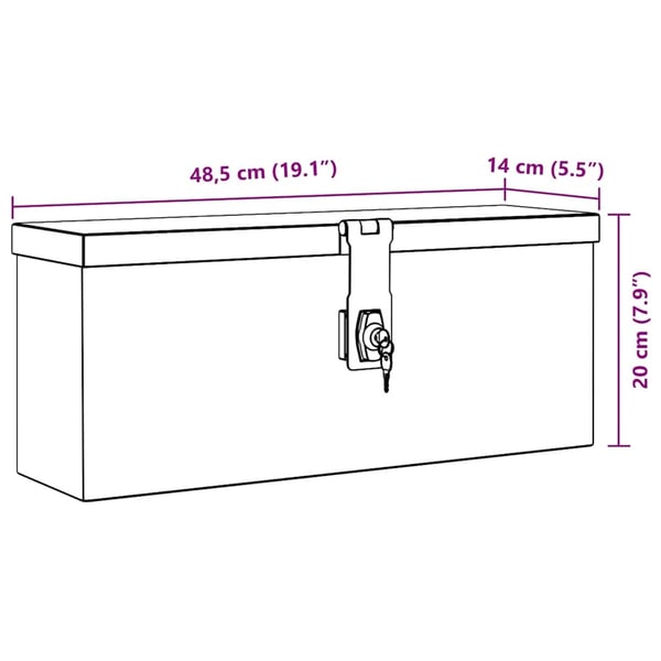 vidaXL Aluminiumsboks 48,5x14x20 cm sølv