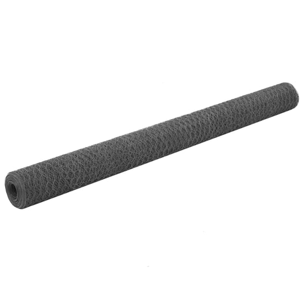 vidaXL Trådgjerde kylling stål med PVC-belegg 25x1,5 m grå