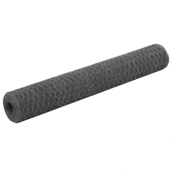 vidaXL Trådgjerde kylling stål med PVC-belegg 25x1 m grå