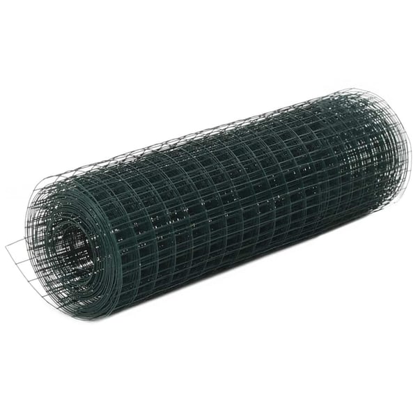 vidaXL Trådgjerde kylling stål med PVC-belegg 10x0,5 m grønn