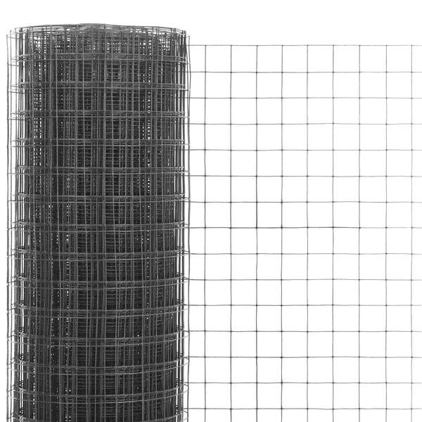 vidaXL Trådgjerde kylling stål med PVC-belegg 25x1,5 m grå