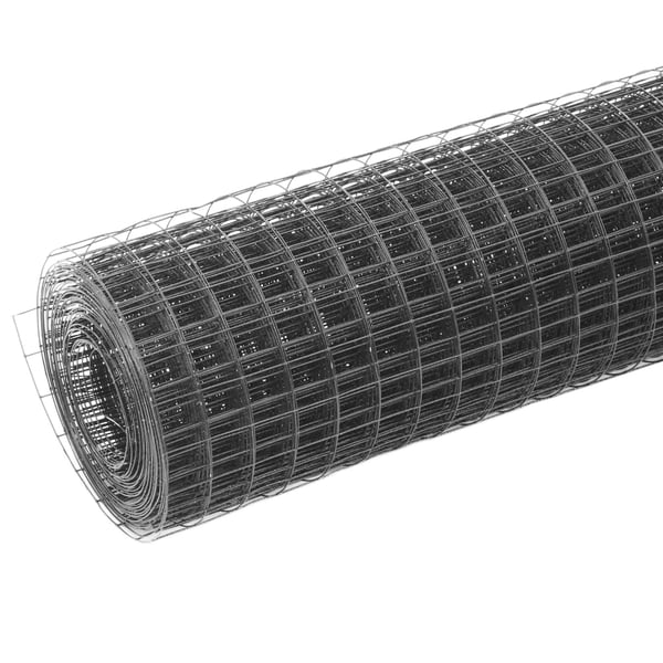 vidaXL Trådgjerde kylling stål med PVC-belegg 25x1,5 m grå