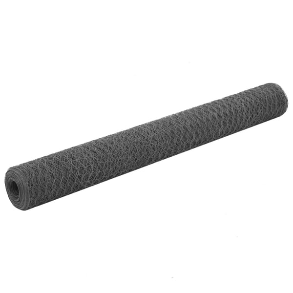 vidaXL Trådgjerde kylling stål med PVC-belegg 25x1,2 m grå