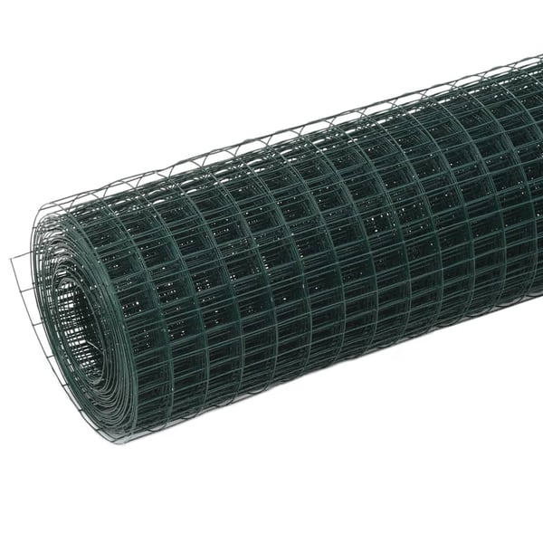 vidaXL Trådgjerde kylling stål med PVC-belegg 25x0,5 m grønn