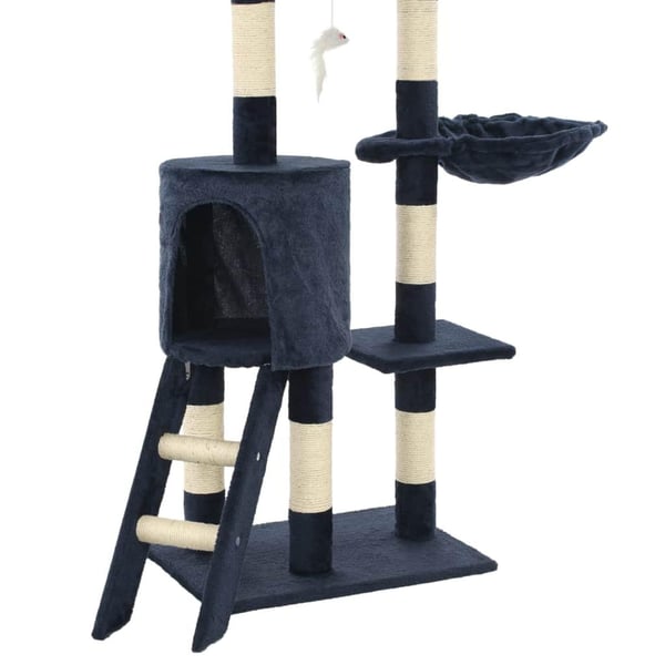 vidaXL Kloretre med klorestolper i sisal 138 cm mørkeblå