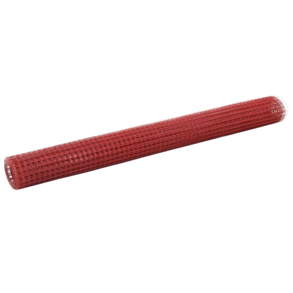 vidaXL Trådgjerde kylling stål med PVC-belegg 10x1,5 m rød