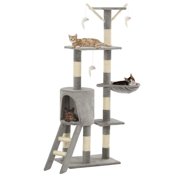 vidaXL Kattetre med klorestolper i sisal 138 cm grå