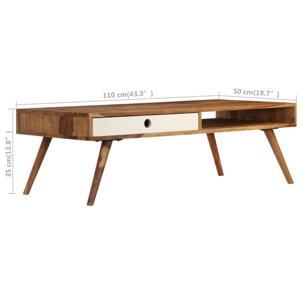 vidaXL sofabord 110 x 50 x 35 cm massivt sheeshamtræ
