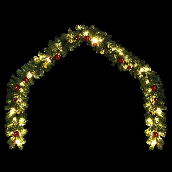 vidaXL juleguirlande dekoreret med kugler og LED-lys 5 m