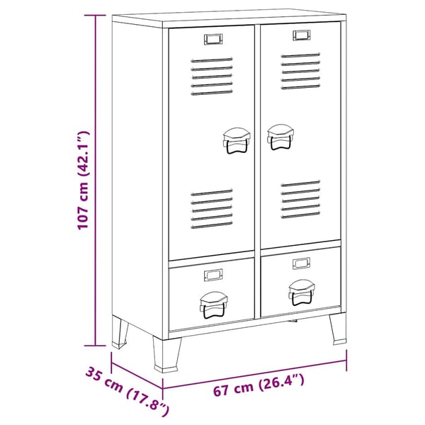 vidaXL Garderobe metall industriell stil 67x35x107 cm svart