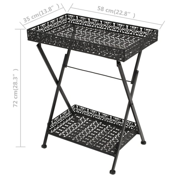 vidaXL Foldbart tebord gammeldags stil metall 58x35x72 cm svart