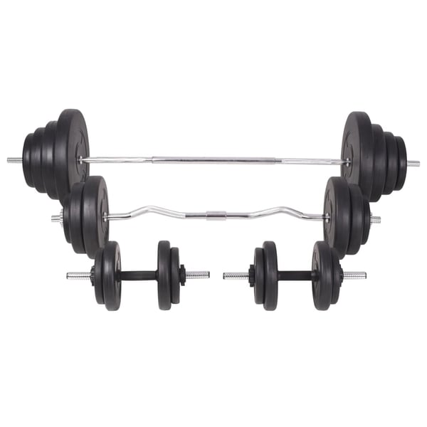 vidaXL Kuntopenkki painotelineellä, levy- ja käsipainosarja 120 kg