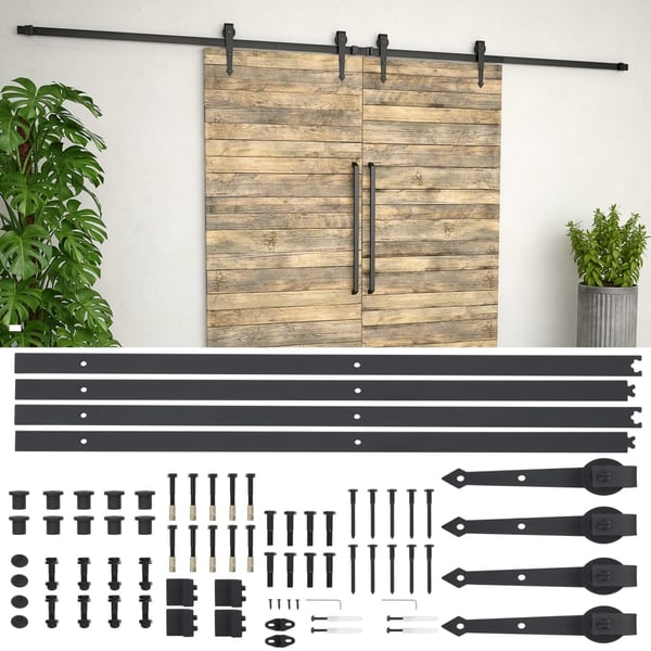 vidaXL hardwarekit til skydedør 2 x 183 cm stål sort