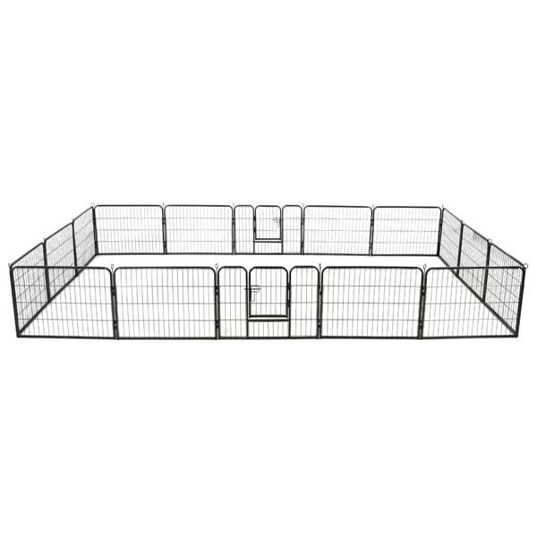 vidaXL løbegård til hunde 16 paneler stål 60 x 80 cm sort