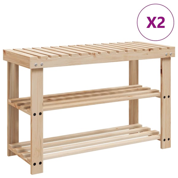 vidaXL 2-in-1 Kenkäpenkki 2 kpl kiinteä puu