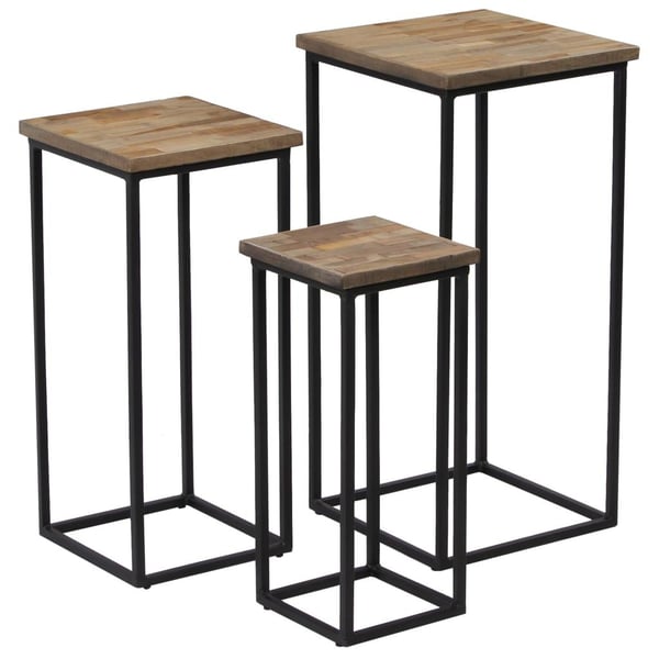 vidaXL plantebordssæt 3 dele genanvendt teak