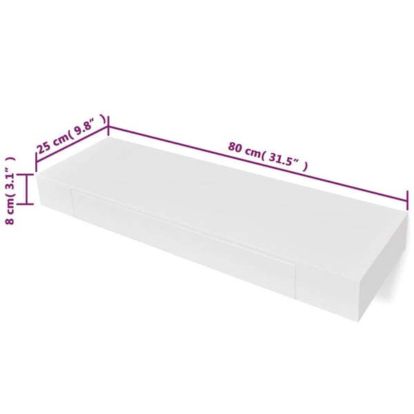 vidaXL Vegghyller med skuff 2 stk hvit 80 cm
