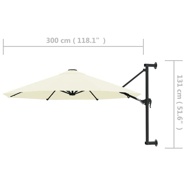 vidaXL Veggmontert parasoll med stålstang 300 cm sand