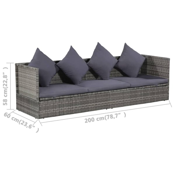 vidaXL havebord 200x60 cm polyrattan grå