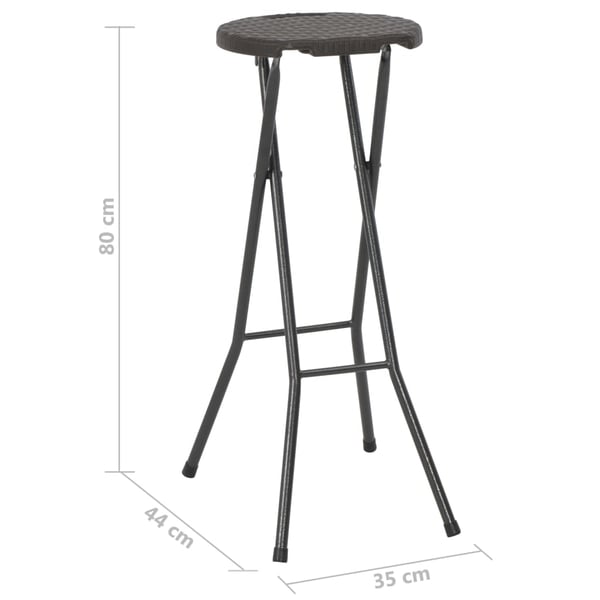 vidaXL Sammenleggbare barkrakker 2 stk HDPE og stål brun rottingstil