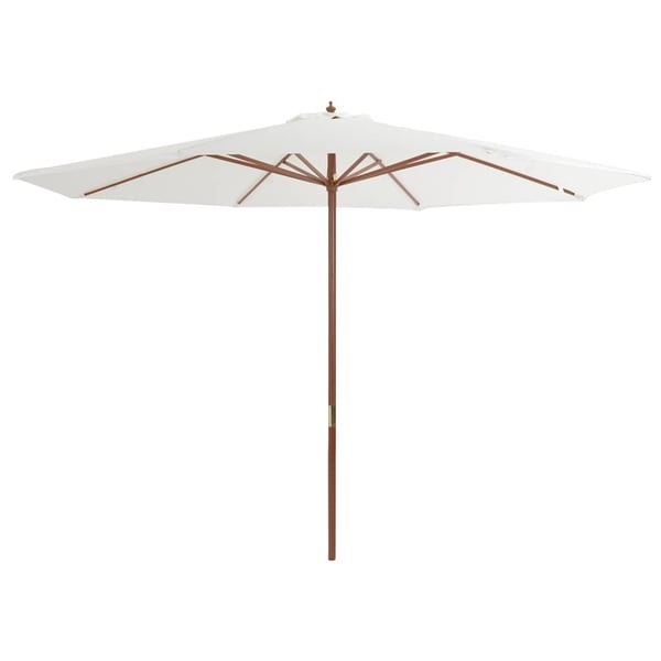vidaXL udendørs parasol med træstang 350 cm sandhvid