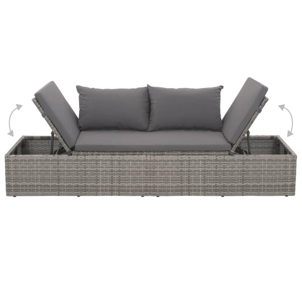 vidaXL solseng grå 195 x 60 cm polyrattan