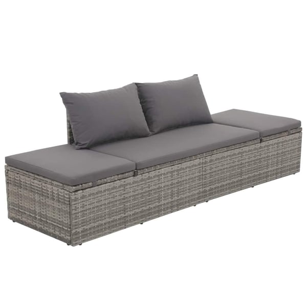vidaXL solseng grå 195 x 60 cm polyrattan