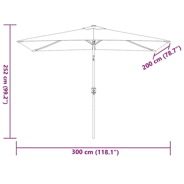vidaXL parasol med metalstang 300x200 cm gråbrun