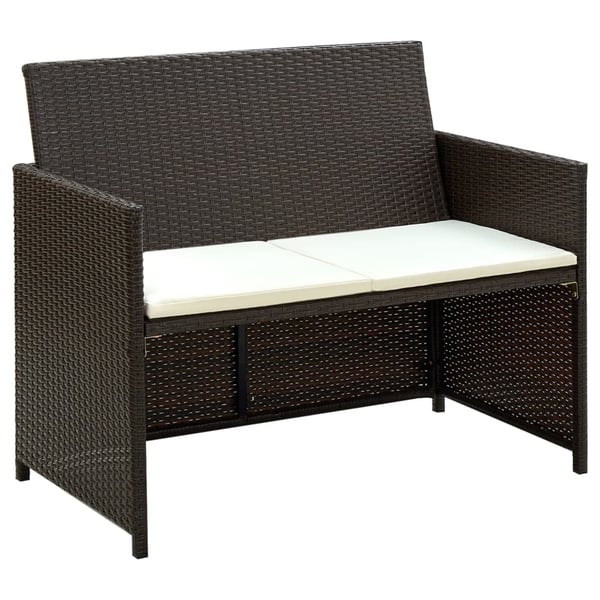 vidaXL haveloungesæt 4 dele med hynder polyrattan brun