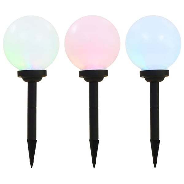 vidaXL LED-solcellelamper 3 stk. 20 cm rund RGB-farver