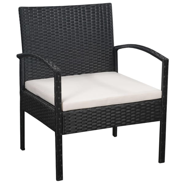 vidaXL haveloungesæt 5 dele med hynder polyrattan sort
