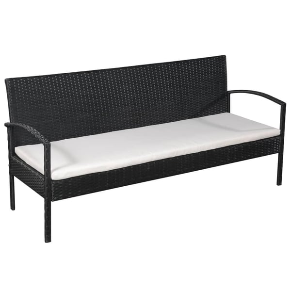 vidaXL haveloungesæt 5 dele med hynder polyrattan sort
