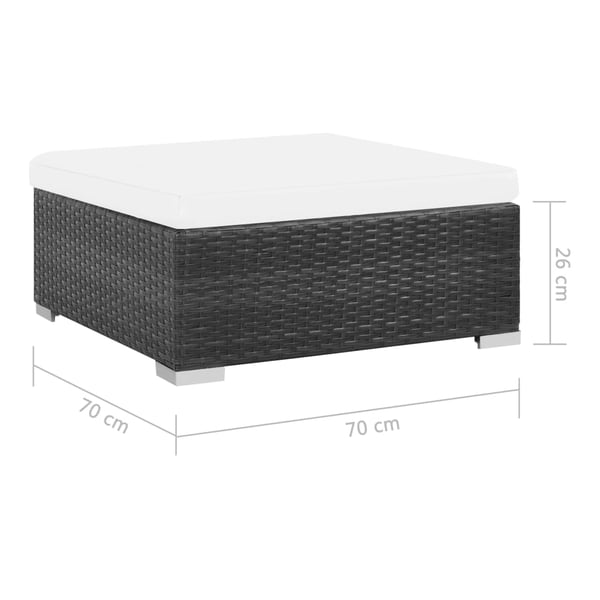 vidaXL haveloungesæt 7 dele med hynder polyrattan sort