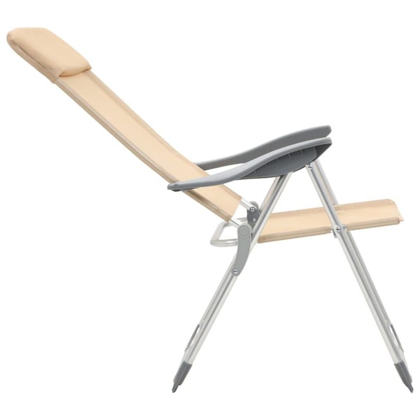vidaXL foldbare campingstole 4 stk. aluminium cremefarvet
